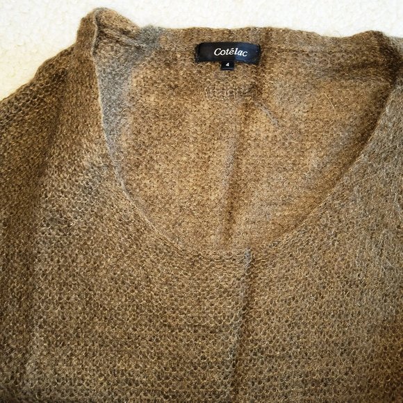 Cotélac Mohair Sweater Dress Tunic with Scoop Neck Olive Size 4 (US 12) - Picture 9 of 12